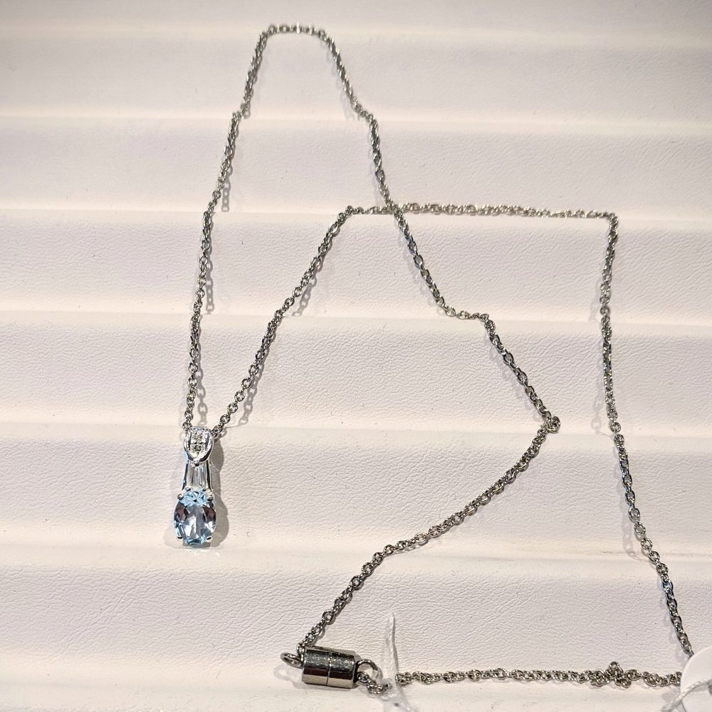 Sky Blue & White Topaz Pendant with chain